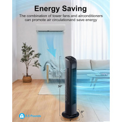 Uthfy Ventilador de torre oscilante con control remoto
