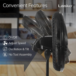 Pedestal Ventilador, ajustable, Negro, 18-pulgadas Lasko Productos 1827 , Plástico, Negro, 18 pulgadas