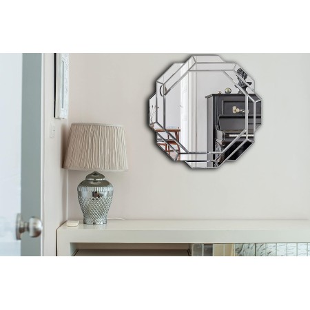 Hlartdecor Espejo de pared biselado, sin marco, Helicoid, para decoración de pared (Hexágono), espejo plateado pulido para