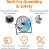 AmazonCommercial - Ventilador industrial de alta velocidad de 20 pulgadas, color negro