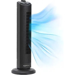 Amazon Basics Ventilador de torre oscilante de 60 grados de 28 pulgadas para dormitorio