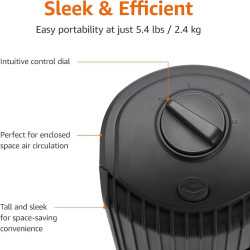 Amazon Basics Ventilador de torre oscilante de 60 grados de 28 pulgadas para dormitorio