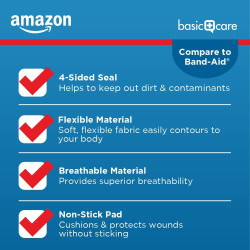 Amazon Basic Care Vendajes adhesivos | Echas de tela flexible y transpirable