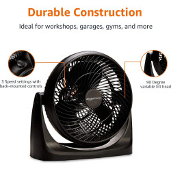 Amazon Basics - Ventilador de escritorio, cabezal de inclinación de 90 grados