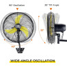 FUGOO Ventilador de pared oscilante silencioso para exteriores de 20 pulgadas con motor CC sin escobillas sellado