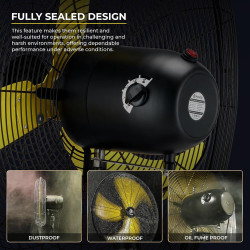FUGOO Ventilador de pared oscilante silencioso para exteriores de 20 pulgadas con motor CC sin escobillas sellado