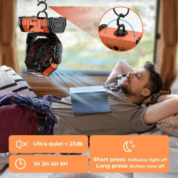 Ventilador de camping – Ventilador de batería de 20000 mAh recargable con linterna LED