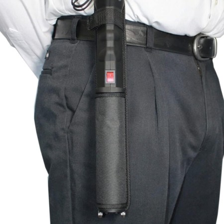 DEPM Pistola paralizante resistente con linterna con funda para cinturón y alarmas y pin de desactivación de seguridad