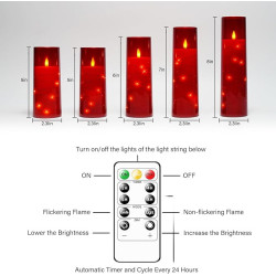 Velas LED sin llama con temporizador | Velas LED navideñas sin necesidad de fuego