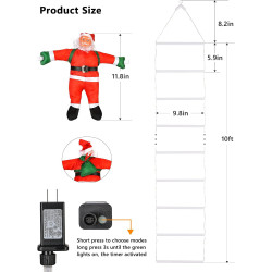 Toodour Luces LED de Navidad en forma de escalera | Luces LED de escalera con muñeco de Santa claus incluido
