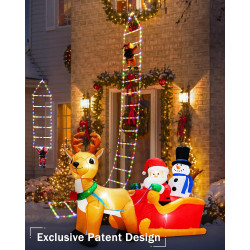 Toodour Luces LED de Navidad en forma de escalera | Luces LED de escalera con muñeco de Santa claus incluido