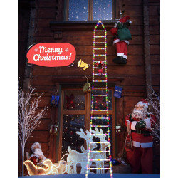 Toodour Luces LED de Navidad en forma de escalera | Luces LED de escalera con muñeco de Santa claus incluido