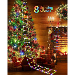Toodour Luces LED de Navidad en forma de escalera | Luces LED de escalera con muñeco de Santa claus incluido