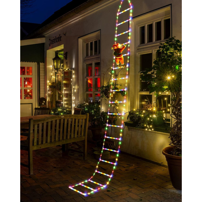 Toodour Luces LED de Navidad en forma de escalera | Luces LED de escalera con muñeco de Santa claus incluido