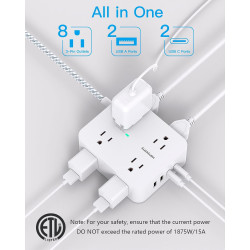 HANYCONY - Tira de alimentación con protector de sobretensiones