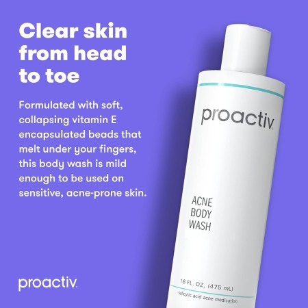 Proactiv Gel de baño para acné, gel de baño exfoliante para pieles sensibles, limpiador de ácido salicílico con manteca de