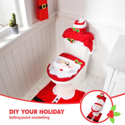 JOYIN Juego de decoración de baño de 5 piezas con temática navideña | Juego de baño de santa claus para decoracion navideña