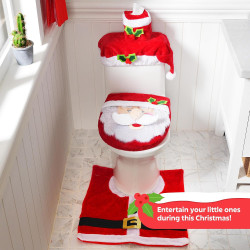 JOYIN Juego de decoración de baño de 5 piezas con temática navideña | Juego de baño de santa claus para decoracion navideña
