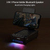 Soporte para teléfono celular con altavoz Bluetooth y luz LED que cambia de color