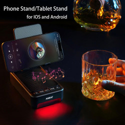 Soporte para teléfono celular con altavoz Bluetooth y luz LED que cambia de color