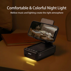 Soporte para teléfono celular con altavoz Bluetooth y luz LED que cambia de color