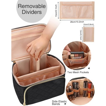 Relavel - Bolsa de maquillaje, estuche de maquillaje de viaje grande, bolsa de cosméticos, organizador de artículos de tocador,