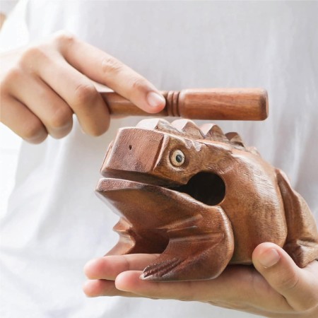 Escofina de guiro de rana de 4 pulgadas para instrumentos pequeños, accesorios de escritorio de percusión de madera musical,