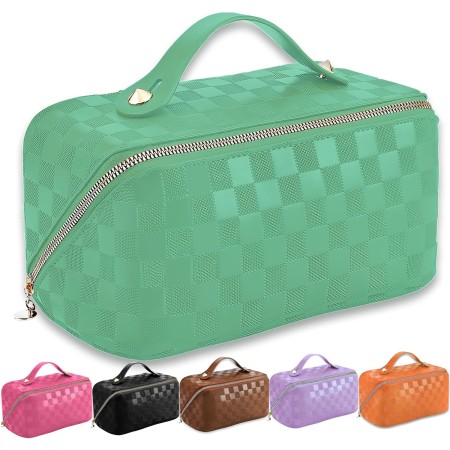 GUZINC Bolsa de maquillaje de viaje para mujer, Verde, Vida cotidiana