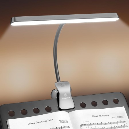 Glocusent Luz de soporte de música súper brillante de 57 LED, luz de piano con clip para el cuidado de los ojos, 3 colores y 5