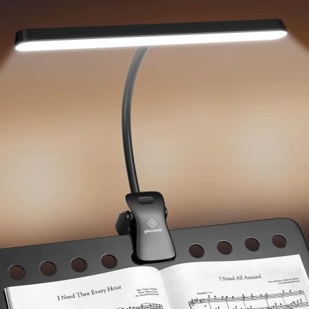 Glocusent Luz de soporte de música súper brillante de 57 LED, luz de piano con clip para el cuidado de los ojos, 3 colores y 5