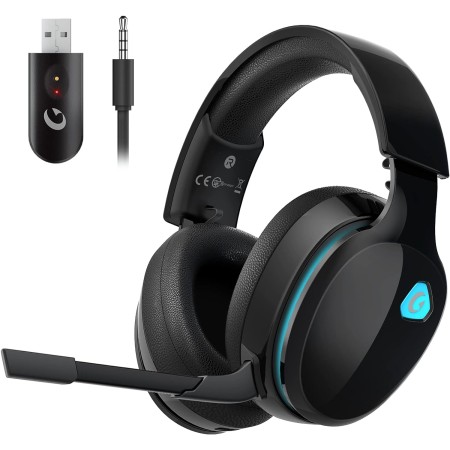 Gtheos Auriculares inalámbricos para juegos de 2.4 GHz para PC, PS4, PS5, Mac, Nintendo Switch, auriculares Bluetooth 5.2 con