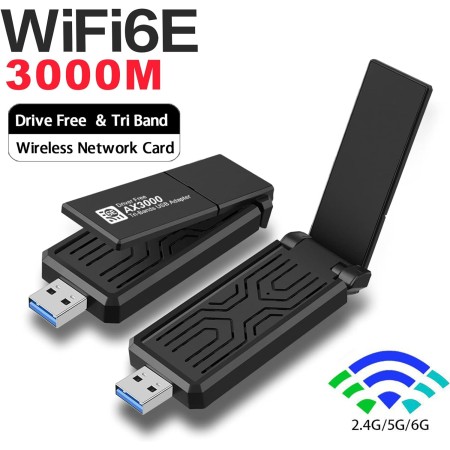 Adaptador WiFi de 6 GHZ, adaptador WiFi USB, adaptador inalámbrico para computadora, IEEE802.11AX, tecnologías MU-MIMO, AXE3000