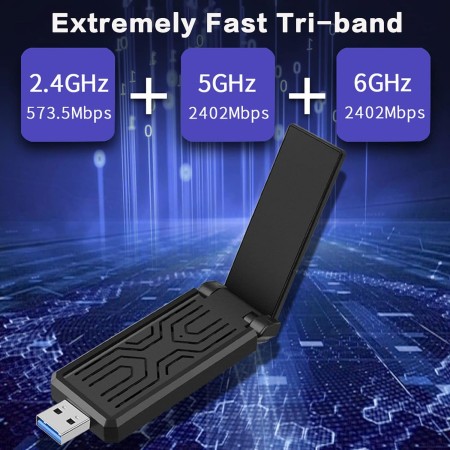 Adaptador WiFi de 6 GHZ, adaptador WiFi USB, adaptador inalámbrico para computadora, IEEE802.11AX, tecnologías MU-MIMO, AXE3000