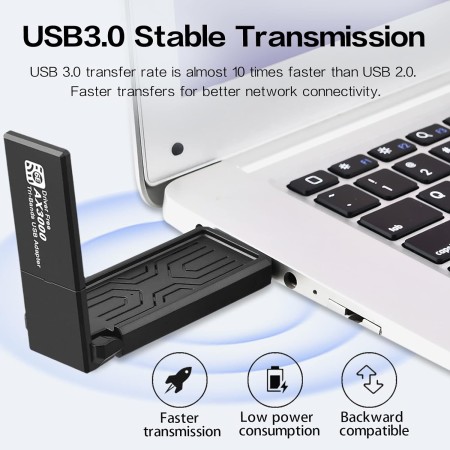 Adaptador WiFi de 6 GHZ, adaptador WiFi USB, adaptador inalámbrico para computadora, IEEE802.11AX, tecnologías MU-MIMO, AXE3000