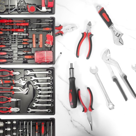 Juego de herramientas de 188 piezas con ruedas, kit de herramientas con caja de herramientas rodante, kit de herramientas de