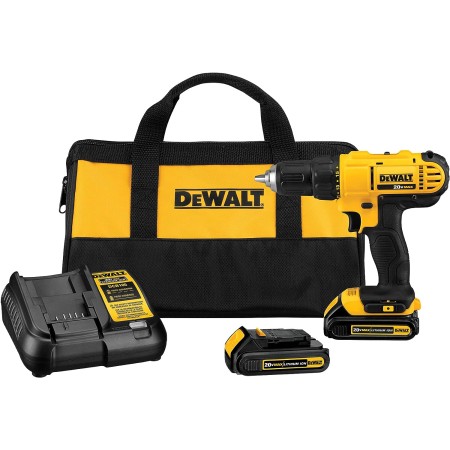 Juego de taladro compacto DeWalt DCD771C2 de 20 vatios, sin cables, de 12 pulgadas