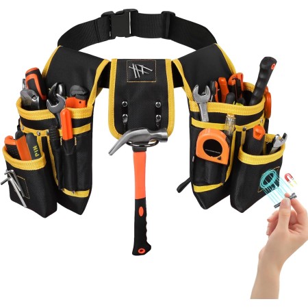 UUP - Cinturón de herramientas, bolsa magnética para herramientas con 26 bolsillos para herramientas para hombres, bolsa de