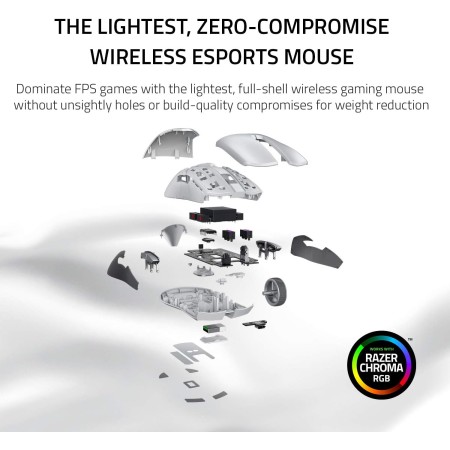 Razer Viper Ultimate - Mouse inalámbrico ligero para juegos y base de carga RGB: tecnología inalámbrica Hyperspeed - Sensor