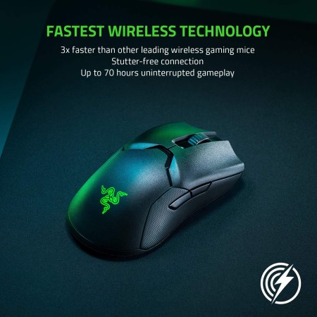 Razer Viper Ultimate - Mouse inalámbrico ligero para juegos y base de carga RGB: tecnología inalámbrica Hyperspeed - Sensor