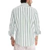 DELCARINO Camisa casual de manga corta para hombre, camisa de lino y algodón con estilo de rayas verticales
