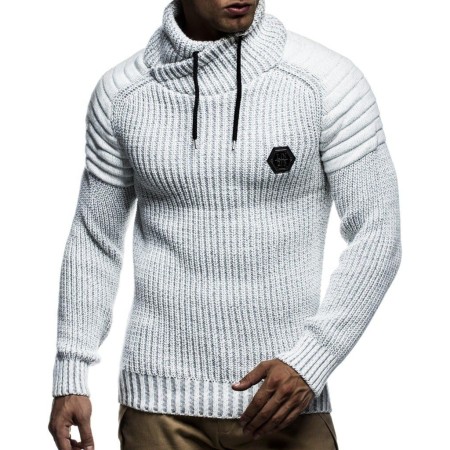 Leif Nelson Suéter de punto para hombre | Manga larga ajustada | Sudadera estilo ciclista con cuello chal para hombre