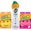 Scrub Daddy OG + Scrub Mommy + Cif - Crema de limpieza multiusos, original - Crema de limpieza para el hogar multisuperficie,