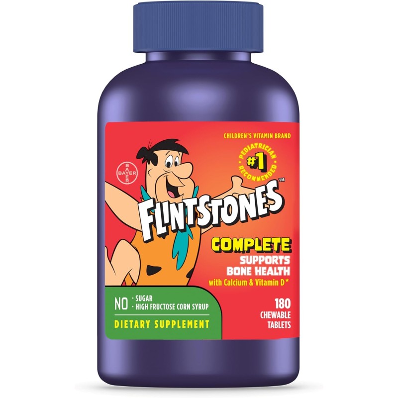 Flintstones Vitamins Vitaminas masticables para niños, multivitamínico completo para niños y niños pequeños con hierro, calcio,