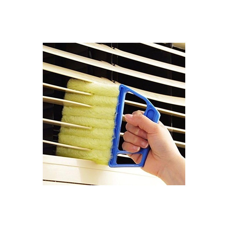 Mini persianas limpiadoras de mano azules, removedor de polvo y cepillo de cortina, naranja con 7 fundas de microfibra