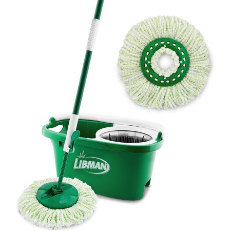 Libman Tornado Spin Mop System Plus 1 cabezal de recarga | Trapeador y cubo con juego de escurridor | Mopa Libman para limpieza