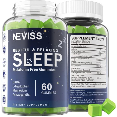 Gomitas de ayuda para dormir sin melatonina para adultos – GABA, L-triptófano, magnesio, ashwagandha – Formación sin hábitos,