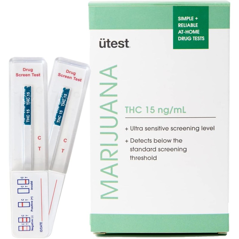 UTest Prueba instantánea de drogas THC Home | Pruebas de detección de cannabis de un solo panel de 15 ng/mL | Kit de prueba de