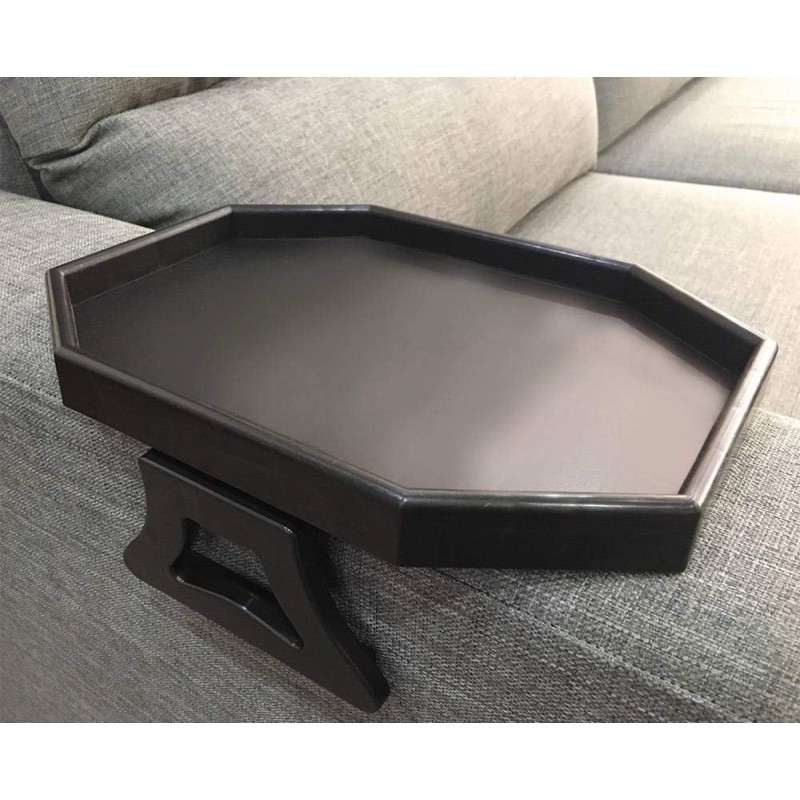 Xchouxer Mesa de clip para brazo de sofá, mesa de bandeja para reposabrazos, bebidas/control remoto/soporte para aperitivos, 2.5