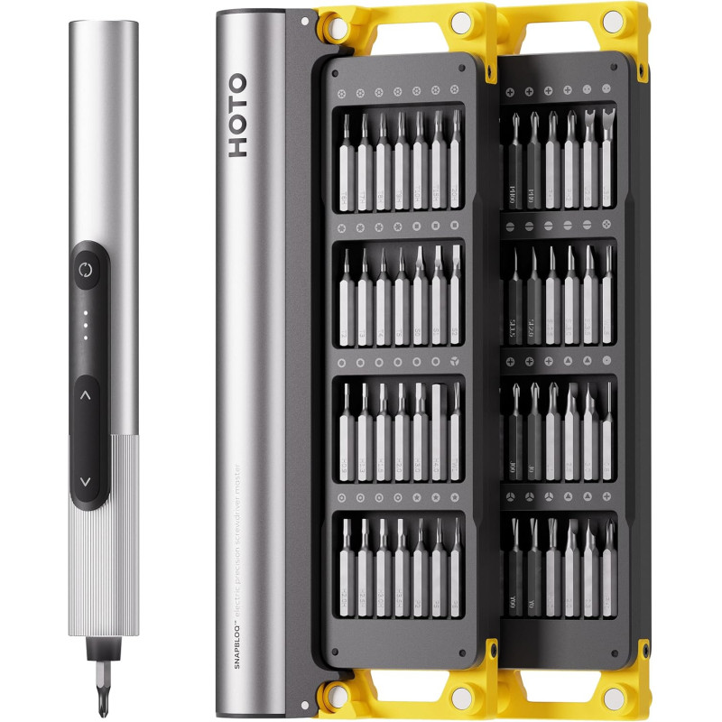 HOTO SNAPBLOQ™ S-A01 - Mini destornillador eléctrico | Con 56 puntas y 3 ajustes de par