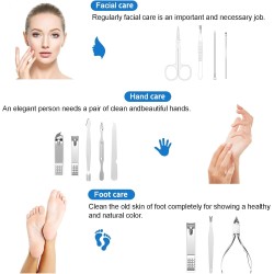 Kit de manicura, pedicura, cortaúñas, juego de 12 piezas.